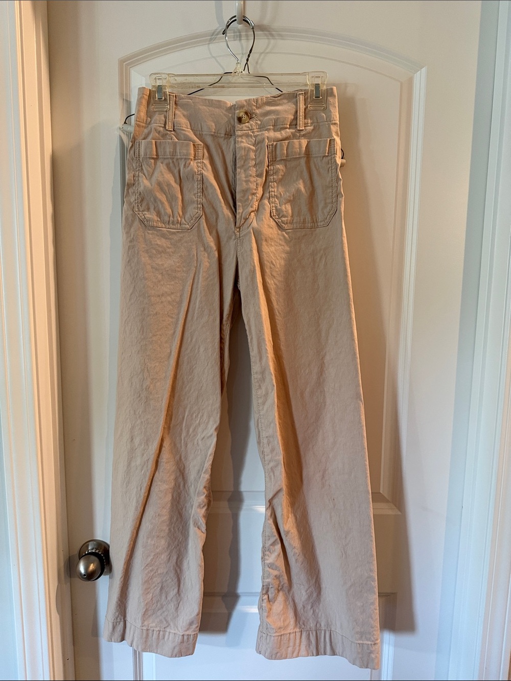 Anthropologie The Collette Wide-Leg Cotton Pants in Beige